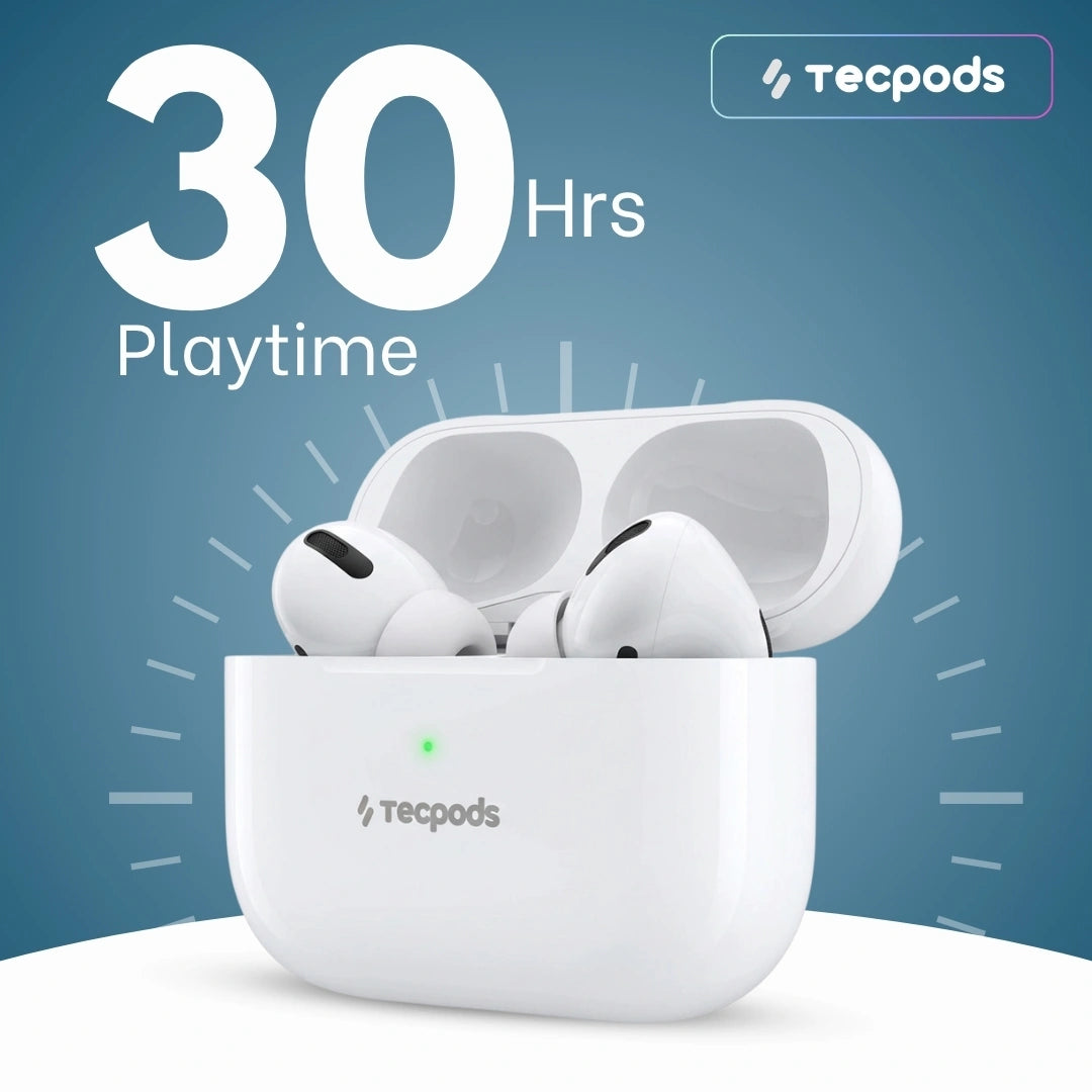 TECPODS Bluetooth Earbuds | Deep Bass | 30-hour playtime
