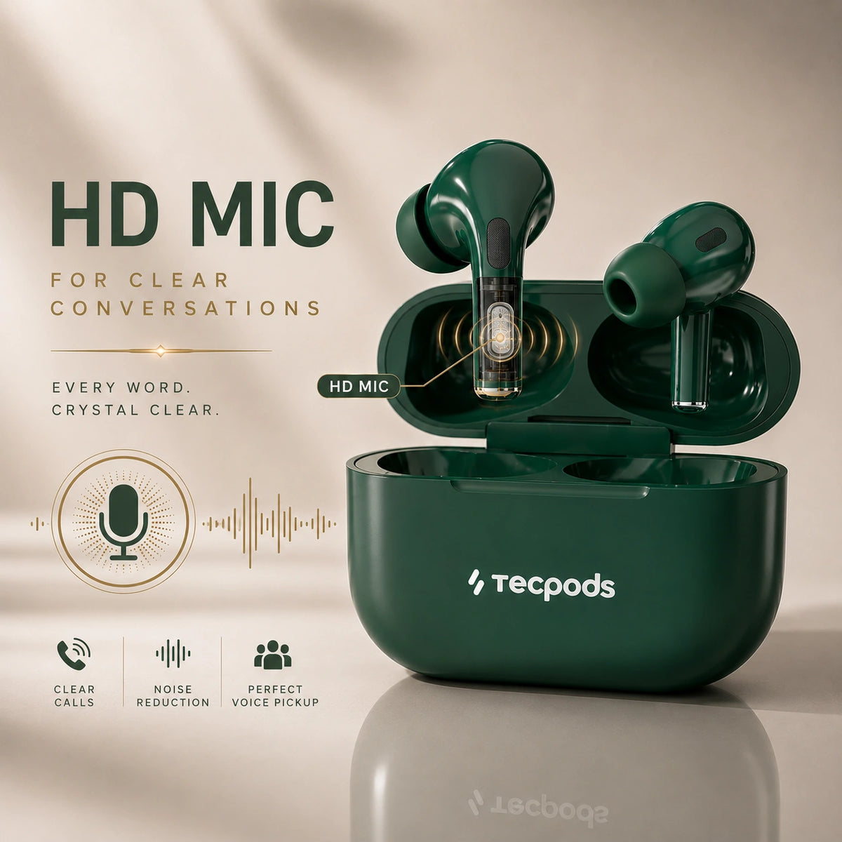 TECPODS Bluetooth Earbuds | Deep Bass | 30-hour playtime